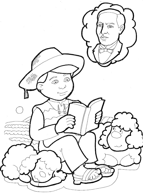 Benito Juarez learning to read - free coloring pages | Coloring Pages